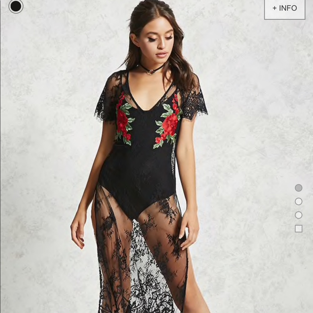 30% off Forever 21 festival black lace rose dress